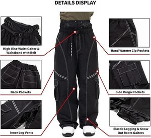 Pantalon de ski unisexe pour adultes, imperméable, chauffant, coupe-vent, écologique, à séchage rapide, en polaire isolante, 10000 mm Tex Polyester - Product Image 6