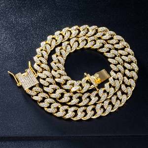 สร้อยคอแบบ Cuban Link ชุบทองคำสีกุหลาบ ทำจากทองเหลืองแท้ สไตล์ฮิปฮอป สำหรับผู้ชายและผู้หญิง เครื่องประดับสตรีทแวร์สุดเท่ Cadenas De Oro Rosa - Product Image 1