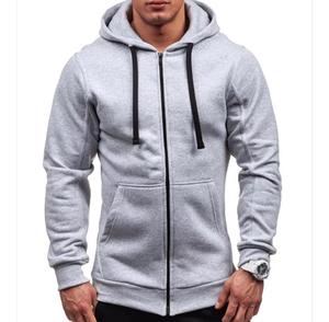 Sudadera con Capucha y Cierre de Cremallera para Hombre, Color Sólido, Corte Regular Informal, para Otoño, Transpirable, 100% Algodón, Secado Rápido - Product Image 5