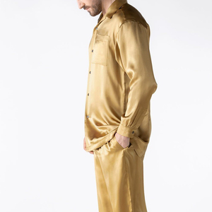 ชุดนอนผ้าไหมซาตินหรูหราสำหรับผู้ชาย ชุดนอนผ้าไหมแท้ เสื้อแขนยาว กางเกงขายาว ชุดนอนสำหรับผู้ชาย - Product Image 2