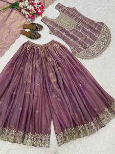 Salwar Kameez violet pour femmes, broderie lourde, tenue ethnique moderne, tenue de soirée, style pakistanais, tenue de mariage, automne-hiver - Product Image 5