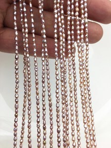 Perles de riz violet AA, perles d'eau douce, 2-2,5 mm, naturelles, cultivées, en vrac, brin complet, pour la fabrication de bijoux, fournitures en vrac - Product Image 3