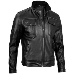 Blouson de moto en cuir véritable pour homme, hiver, OEM, 100% cuir, écologique, imperméable, logo frontal - Product Image 2