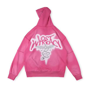 Custom Zipper-Up Acid Wash Silk Screen Printed Eco-Friendly 450 GSM 100% Cotton Oversized Streetwear Hoodie Heat-Applied - Product Image 2