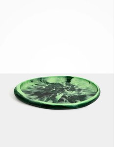 Swirled Resin Serving Tray Green Marbled Design Glossy Finish Modern Style Tableware Storage Trays Single Tier At Best price - Product Image 1