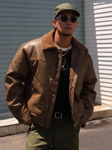 Veste en cuir pour homme, nouvelle collection, épaisse, de marque haut de gamme, avec doublure en velours, tendance, grande taille, veste et manteau en PU pour homme, prix avantageux - Product Image 4