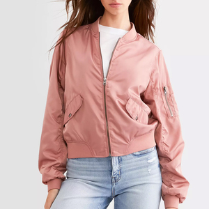 Vêtements d'hiver de haute qualité, veste bomber pour femme 100% polyester, col montant, style streetwear, vestes bomber pour femme - Product Image 6