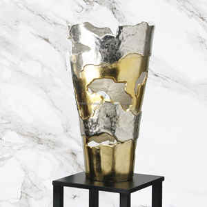 Florero de hierro decorativo para el hogar, florero dorado martillado, decoración de Metal personalizada, jarrones europeos de cristal, forma personalizada - Product Image 2