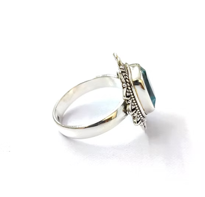 Anillo Unisex Hecho a Mano con Forma de Estrella de Cuarzo Azul Natural en Plata de Ley 925 para Cualquier Ocasión y Uso Diario - Product Image 3