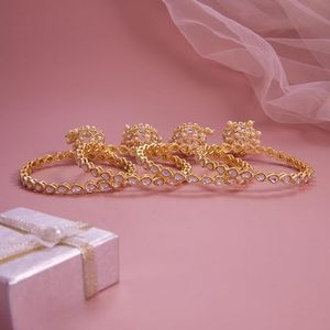 Pulseras de cristal con diamantes de imitación en forma de campana y diseño de bola chapadas en oro de 24K, joyería étnica de boda para mujer, engaste de canal, tercer fabricante - Product Image 5