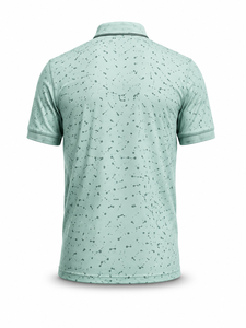 Chemise de golf pour homme en coton 100% vert clair, à manches courtes, tricotée, respirante, design décontracté, logo placé sur le devant - Product Image 3