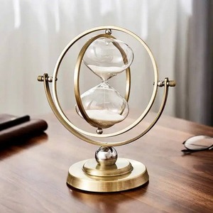 Elegant <b>Sand</b> <b>Timer</b> Glass And Metal Decorative Hourglass Tabletop Accent Ideal For Living Room Office And Library Decor - Product Image 3