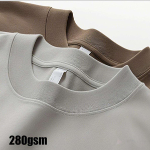 Venta Directa de Fábrica, Camiseta de Cuello Redondo para Hombre, 100% Algodón, 280gsm, Corte Regular, Color Sólido, Tejido de Punto, Diseño Liso, Manga Corta, Informal - Product Image 1