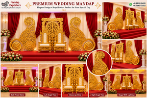 Decoración Perfecta para Escenario de Mehndi con Marco Trasero Mehrab, Elegante Marco Dorado para Boda, Decoración Majestuosa para Celebración Walima con Paisley - Product Image 6