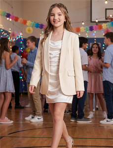 Blazers d'uniforme scolaire avec logo personnalisé, costume formel pour enfants, veste en polyester 100%, blazer à revers cranté pour filles - Product Image 6