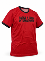 BAGGA & SONS INTERNATIONAL T-shirt rouge à manches courtes pour homme, col rond, bordure contrastée, style décontracté, coupe régulière
