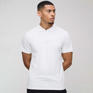 Men's <b>White</b> <b>Polo</b> Shirt Short Sleeve Solid Color Casual Pique Knitted Cotton Regular Fit - Product Image 1