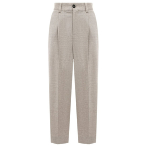 Pantalon formel plissé taille haute pour homme, coupe droite, mélange de laine, idéal pour l'automne - Product Image 1