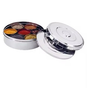 Elegant Metal Masala Box with Decorative Lid Spice Storage Container Kitchen Organizer for <b>Herbs</b> Seasoning Dining Table - Product Image 5