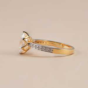 แหวนเพชร CVD ทรงรี 2.00 กะรัต ดีไซน์ดอกไม้ สวยงาม ผลิตในห้องปฏิบัติการ ทองคำ 14K สีเหลือง สำหรับเป็นของขวัญเจ้าสาวหรืองานฉลองครบรอบ - Product Image 3