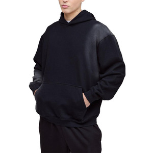 Sudadera con Capucha Extra Grande, Color Sólido, Felpa de Algodón, Informal, para Otoño, Tejida, Transpirable, con Bolsillos - Product Image 1