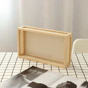 Bandeja de tocador de bambú tejido, organizador de baño de madera, cesta de diseño moderno para montar en la pared o de pie, con 4-7 compartimentos para - Product Image 5