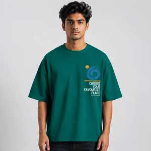 Custom Handwritten <b>Floral</b> Print O-Neck Short Sleeve Casual Knitted Stretchy Oversized 320g Cotton <b>T</b>-<b>Shirt</b> Front Logo <b>Men</b> | - Product Image 4