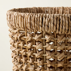 Pot de fleurs en jacinthe d'eau tressé à la main avec support en bois, style bohème, pour intérieur, vente en gros du Vietnam - Product Image 3