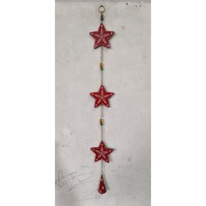 Adorno Colgante de Metal Rojo con Diseño de Libélula, Decoración Rústica Pintada a Mano con Campanas y Cuentas - Product Image 5