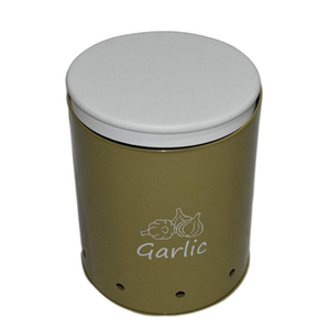 Wholesale Suppliers Farmhouse Metal Garlic Keeper With Lid Round Iron Food <b>Storage</b> <b>Container</b> For Home & Hotel <b>Kitchen</b> Best Price - Product Image 1