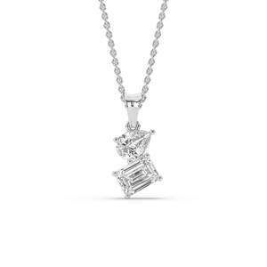 Pear and <b>Emerald</b> Cut Lab Grown Diamond <b>Pendant</b> Solid Gold Necklace Fine Jewelry Modern Double Stone <b>Pendant</b> Gift for Women - Product Image 5