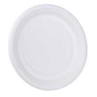 Assiette alimentaire jetable biodégradable et compostable en bagasse de canne à sucre, ronde, blanche, de 12 pouces, robuste et écologique