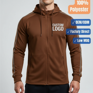 Fabricante de sudaderas con capucha y cremallera con logotipo personalizado, sudadera deportiva de poliéster, OEM, ODM, directo de fábrica - Product Image 1