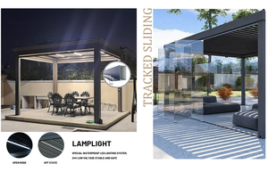 Pérgola económica 3x3 Pérgola bioclimática de aluminio negro Pérgola con persianas para exteriores impermeable sostenible unida <span class=keywords><strong>a</strong></span> la <span class=keywords><strong>pared</strong></span> - Product Image 4