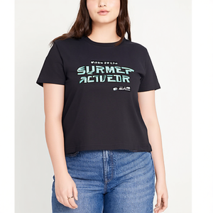 T-shirt d'été à manches courtes en tricot uni imprimé pour femmes grandes tailles, vente en gros, fournisseur BD - Product Image 3