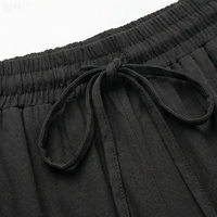 Jupe droite noire pour femme, taille élastique, longueur cheville, avec cordon de serrage, design minimaliste, en tissu mousseline, confortable à porter toute l'heure.