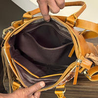 Produsen kustom grosir 2025 tangan Tooled kulit tersembunyi membawa pinggiran tas Tote untuk wanita kapasitas besar tas bahu