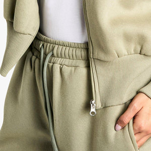 Custom Women's Winter Solid Hooded Cargo Tracksuit <b>Set</b> High Neck Crop Top and <b>Joggers</b> 2 Piece <b>Matching</b> Pockets Casual Outfit - Product Image 3