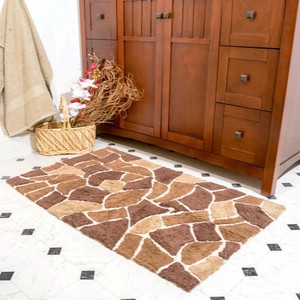 Tapis de bain rectangulaire en coton abstrait Premium Vidhi Exports, moderne, antidérapant, épais, tufté, réversible, noir et blanc, pour la maison, tendance - Product Image 2