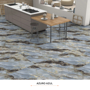 Azulejos de Porcelana Vitrificada Pulida y Esmaltada de 600x1200 mm y 8.5 mm de Espesor, Acabado Brillante Azuro Azul, Azulejos de Primera Calidad Resistentes al Ácido - Product Image 1