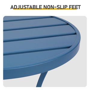 Tavolino Rotondo Blu Navy per Esterni, Piccolo Tavolo in Metallo per Patio/Caffè, Adatto per Uso Interno ed Esterno - Product Image 3