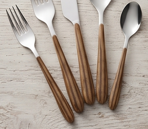 Ensemble de couverts minimalistes avec manches en bois, en acier inoxydable, compatibles lave-vaisselle, pour la table de mariage - Product Image 3