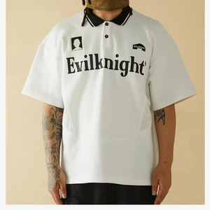 Men's <b>White</b> Short Sleeve <b>Polo</b> Shirt Breathable Oxford Fabric Casual Design with Front Logo Print - Product Image 4