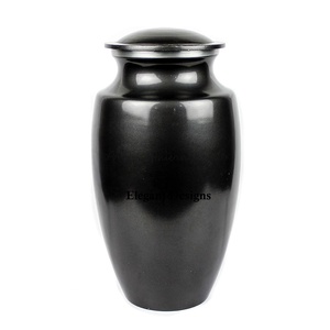 Urne funéraire en métal simple faite à la main, enduit de poudre noire, fournitures funéraires de vente chaude nouvellement à la mode - Product Image 1
