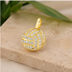 10K <b>Solid</b> <b>Gold</b> Fine <b>Pendants</b> & Charms Trendy Soccer Volley Ball Tiny Natural Diamond Aesthetic Hip Hop Style Custom Iced Jewelry - Product Image 5