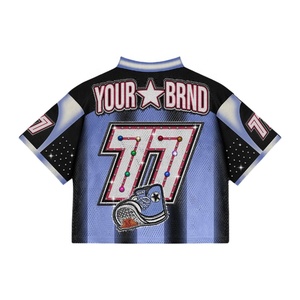 Maillot de football personnalisé à col en V surdimensionné pour votre marque, manches courtes, en maille polyester respirante, séchage rapide, impression numérique, style streetwear - Product Image 3