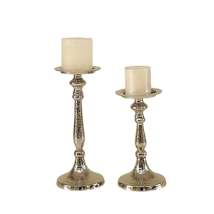 Hot Selling Candle Stand for Home Decor Decorative Candle Pillar Holder <b>Silver</b> Finished Casted Aluminium Handmade Customized S/2 - Product Image 1