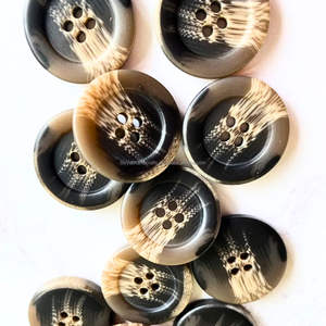 Luxury Buffalo Horn <b>Buttons</b> with Natural White Shade Polished Agate from India <b>Black</b> Animal and Nautical Style - Product Image 1