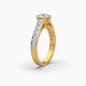 แหวนหมั้นเพชรทรงกลมเพาะเลี้ยงในห้องปฏิบัติการ ทองคำขาว 14K 18K 22K ประดับเพชรเม็ดเดี่ยว พร้อมแถบเพชรประดับด้านข้าง สำหรับเจ้าสาว เครื่องประดับชั้นดี - Product Image 4