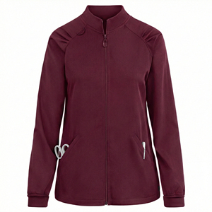 เสื้อแจ็คเก็ตสครับแบบซิปเต็มตัวพร้อมโลโก้สั่งทำจำนวนมาก ชุดยูนิฟอร์มแพทย์สำหรับผู้หญิง แขนยาว ราคาขายส่ง เสื้อแจ็คเก็ตสครับสำหรับทำงานในสปาทันสมัย - Product Image 6